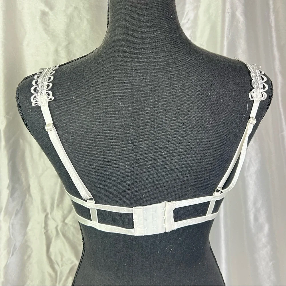 Romantic Sheer White Floral Lace Bra – XS/S – Cottagecore Lingerie
